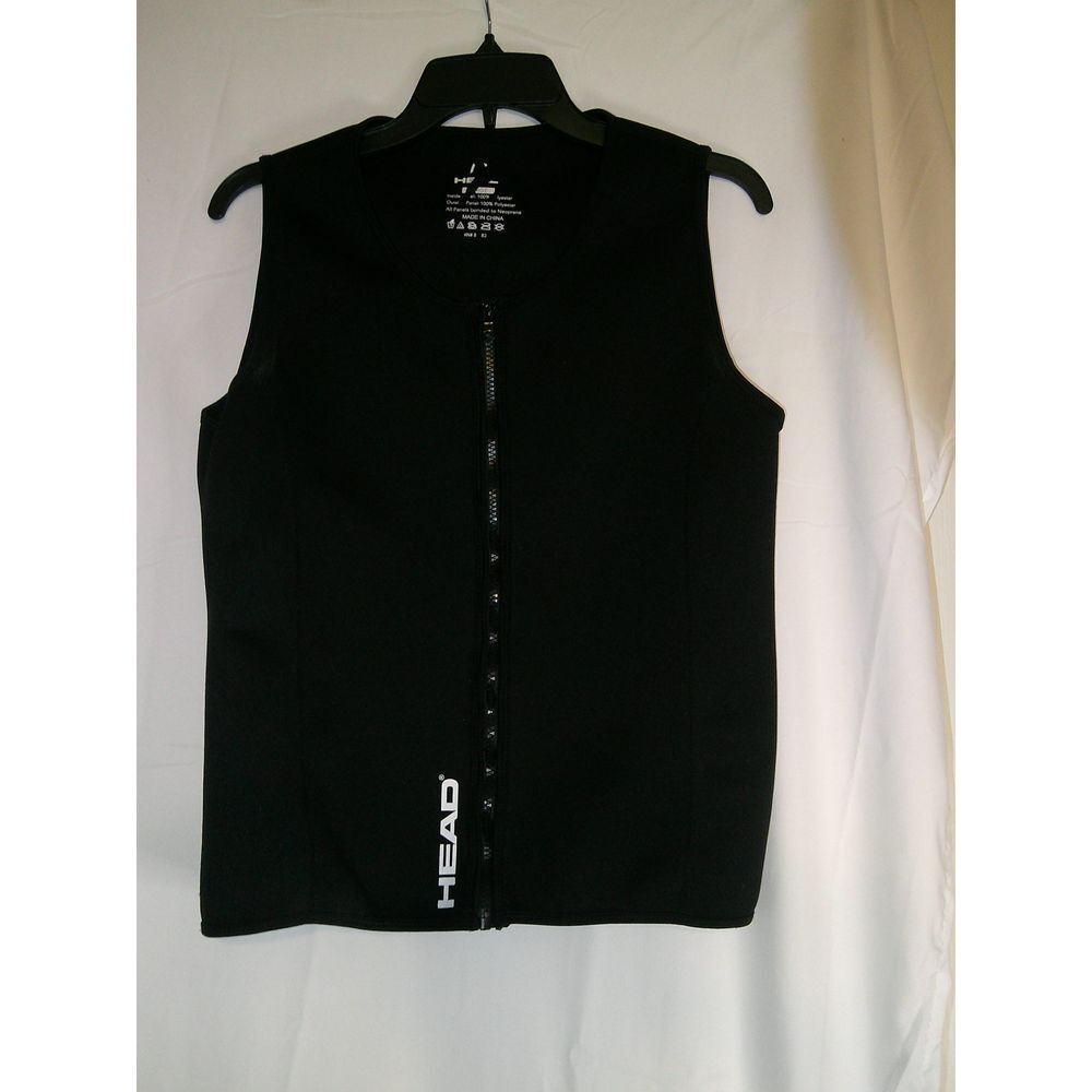 HEAD Black Athletic Performance Zip-Up Vest Sports Training Activewear